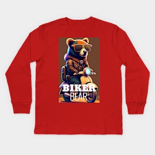 Biker Bear Kids Long Sleeve T-Shirt